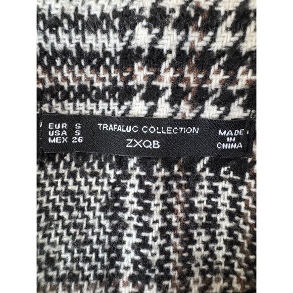 ZARA Small Black & White Houndstooth Plaid Coat - Picture 2 of 13